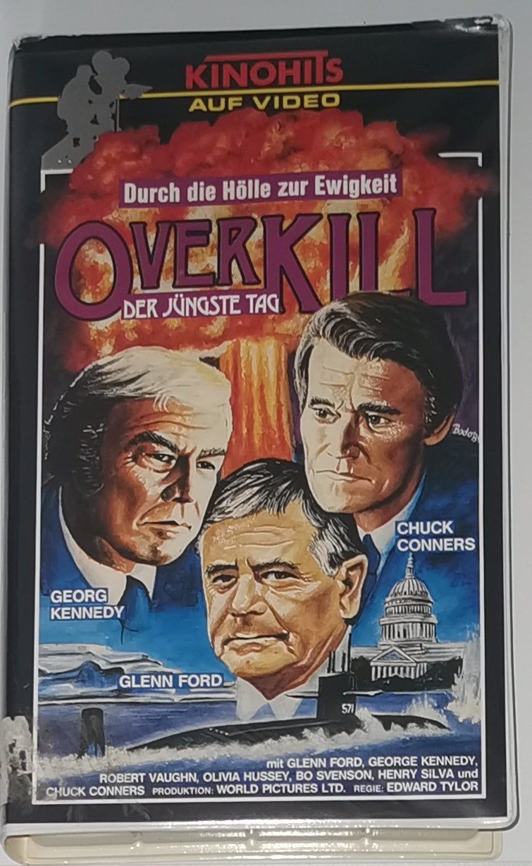 VHS Videokassette Overkill durch die Hoelle zur Ewigkeit mit Georg Kennedy Glenn Ford Chuck Conners 71 min [Gut]