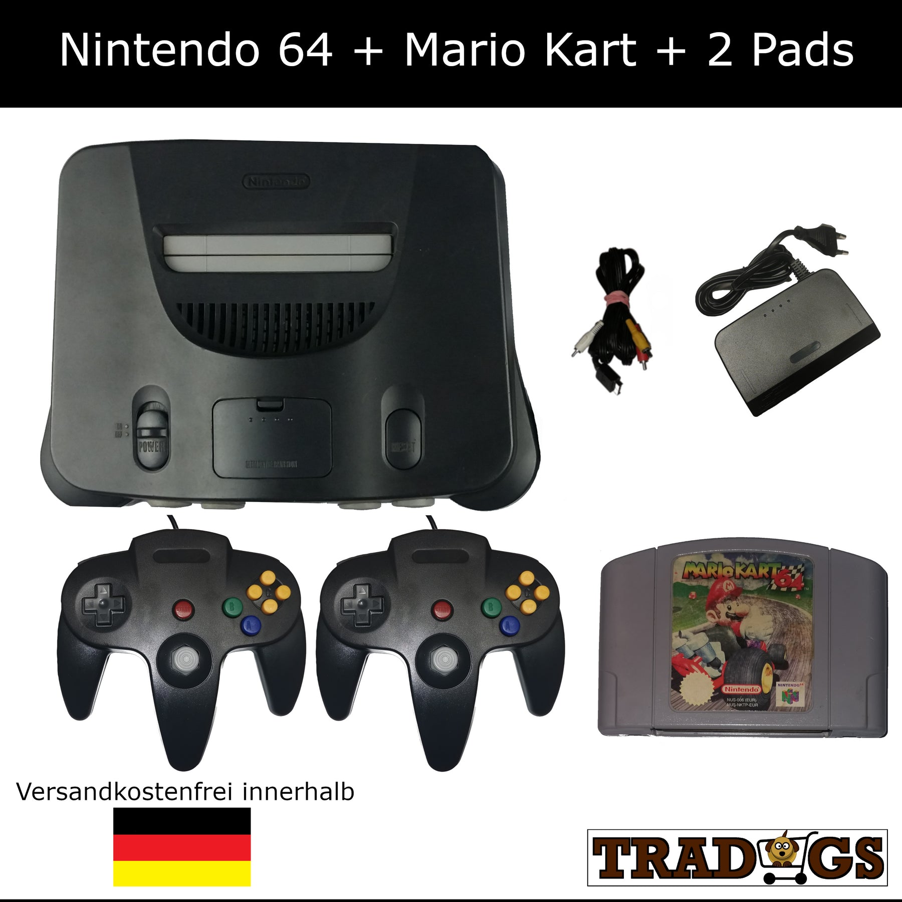 Nintendo 64 Konsole + Mario Kart + 2 Controller [Gut]
