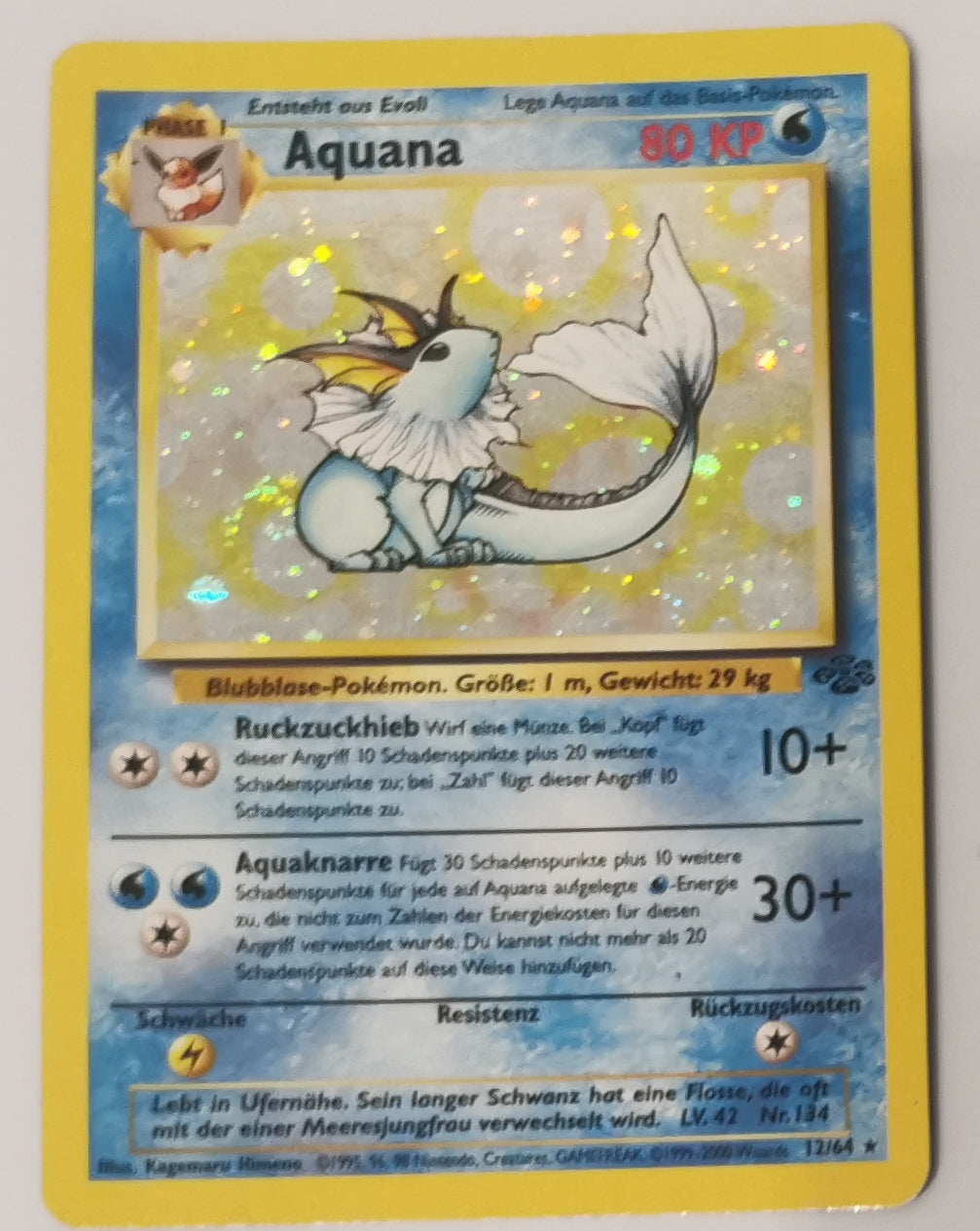 Pokemonkarte Aquana Dschungel Edition Deutsch [Sehr Gut]