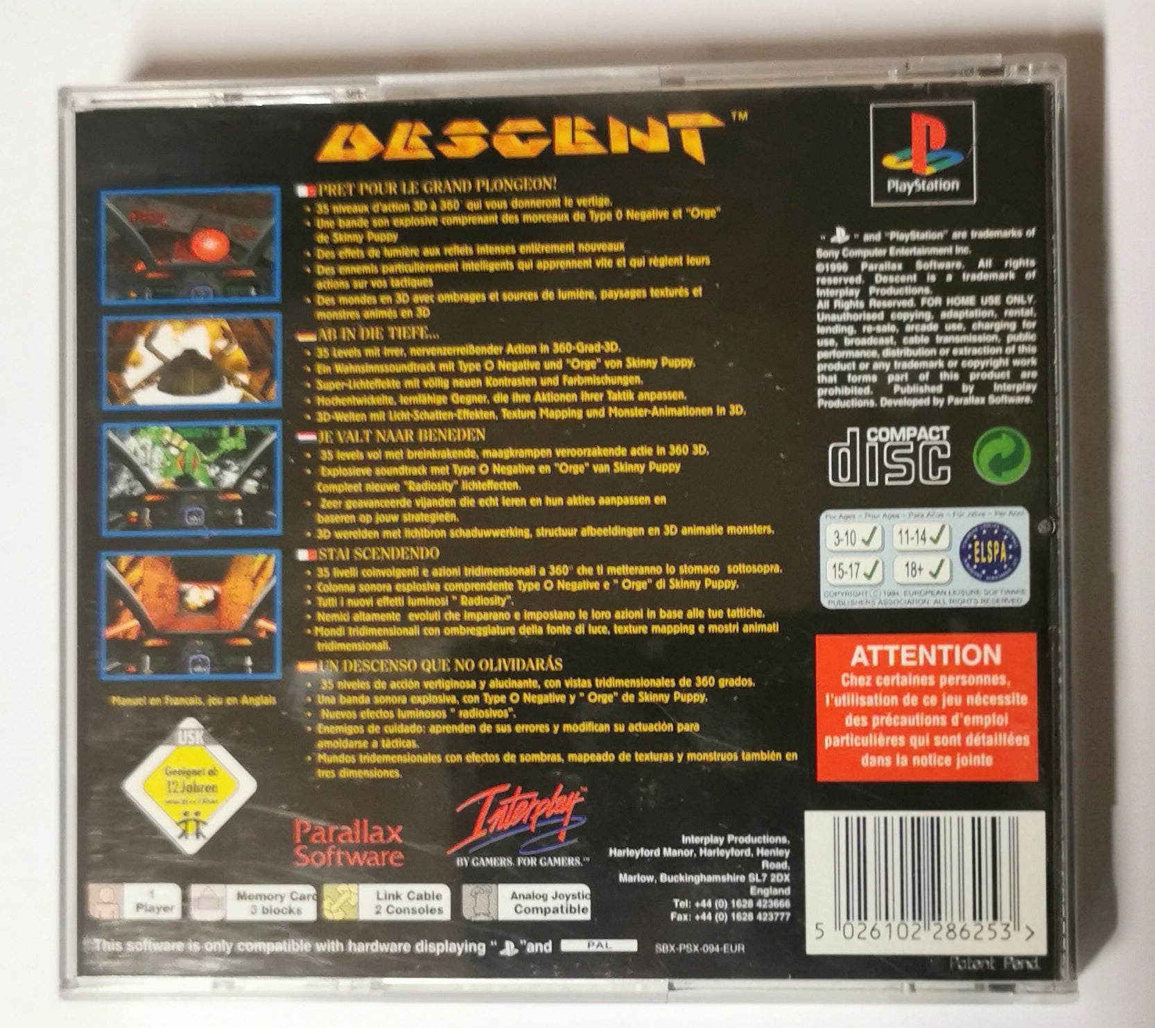 Descent In Acclaim blister Playstation PAL (Playstation 1) [Wie Neu]